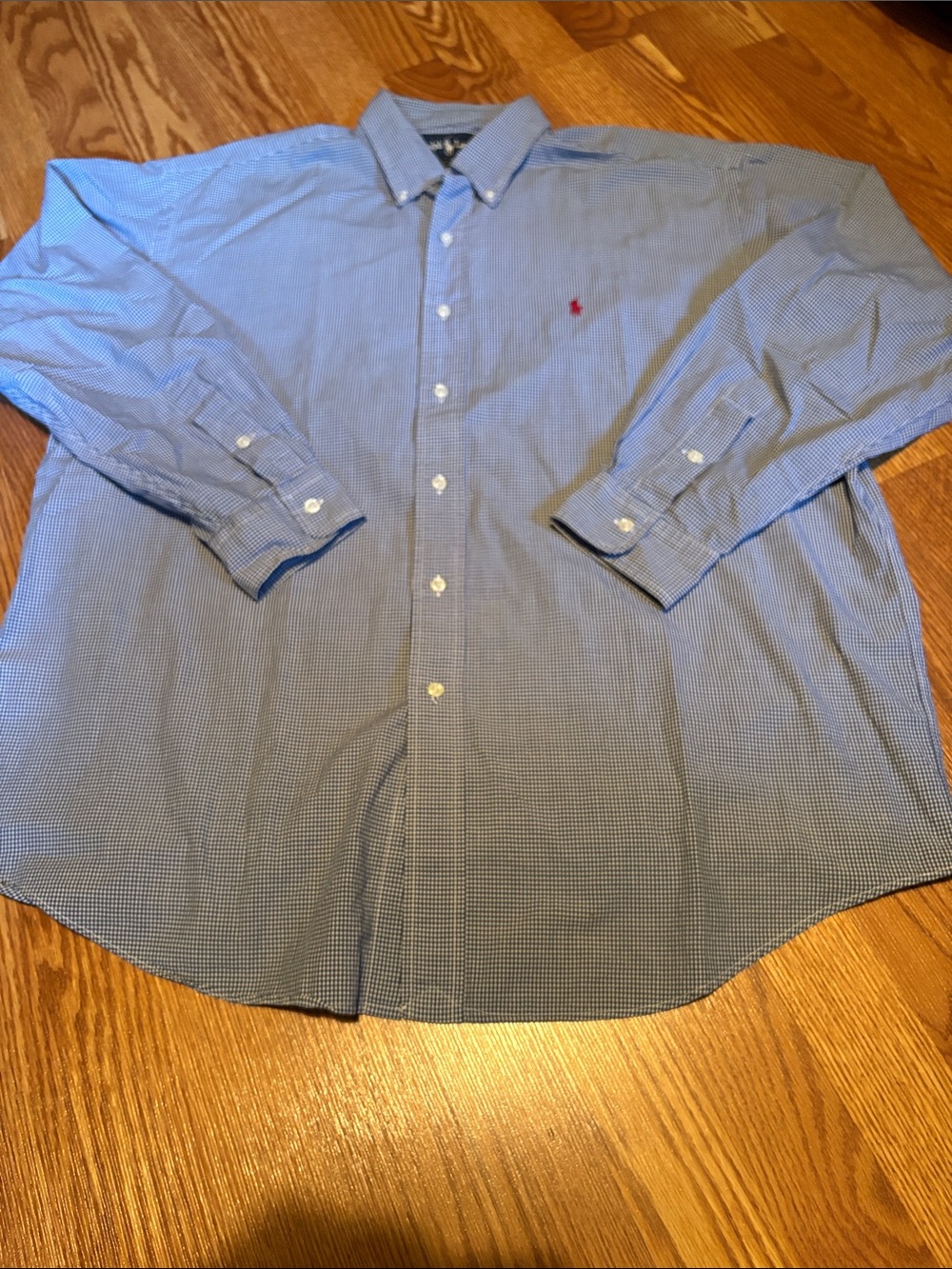 Polo by Ralph Lauren Blue Micro-Check Button-Down Dress Shirt